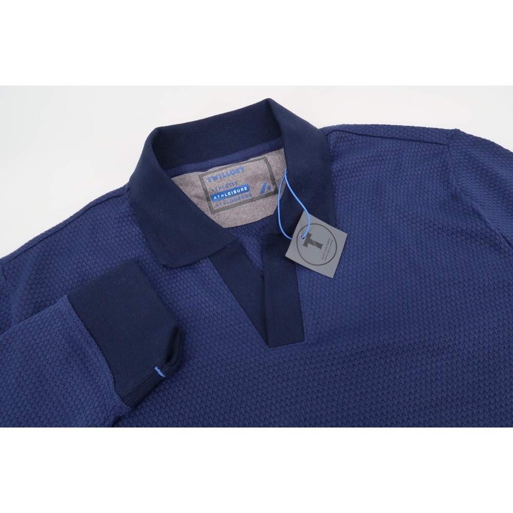 Twillory Long Sleeve Sweater Polo Mens Small Navy Athleisure TFW25LSP002T NEW